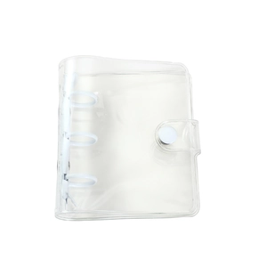 Mini transparent PVC 3-ring binder for photocards and planners with snap button closure