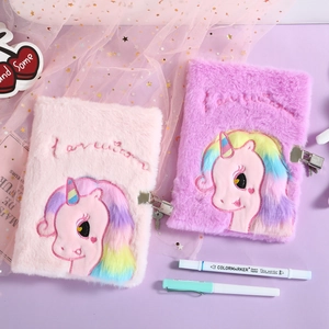 Taccuino Unicorno In Peluche Con Lucchetto E Chiavi Diario Personale In Pelliccia Sintetica Per Ragazze Studenti Cartoleria