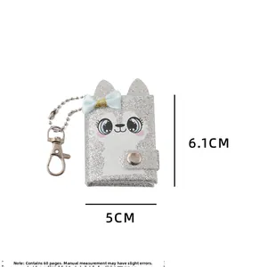 Detailed view of mini alpaca sequin notebook pendant with dimensions 6.1cm by 5cm