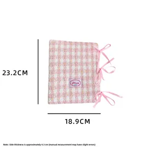 Pink and white woven A5 photocard binder details with side ribbons and dimensions