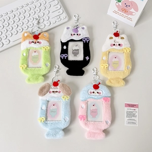 Porte-Carte Photo En Peluche Animal Dessin Animé Avec Fenêtre Transparente Étui De Protection Kawaii Pour Étudiantes