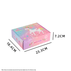 Unicorn surprise box dimensions 23.3x18.4x7.2cm with gradient pastel design