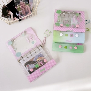 Three-ring mini clover binder album for K-pop photocards and Polaroid photos storage