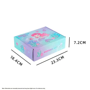 Meerjungfrau Briefpapier Geschenkbox-Set mit Ozean-Illustrationen in Blau-Lila und 23cm