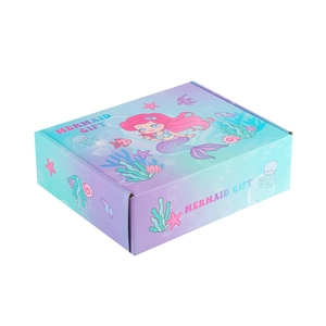Detailansicht der Meerjungfrau Geschenkbox mit Cartoon Ozean Illustrationen und Design