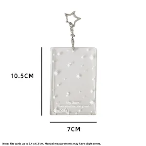Spécifications détaillées du porte-carte en acrylique transparent avec motif d'étoiles