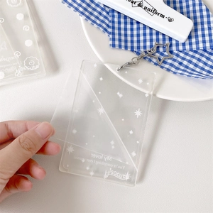 Frosted star pattern photo card holder with star-shaped keychain and My Lover print