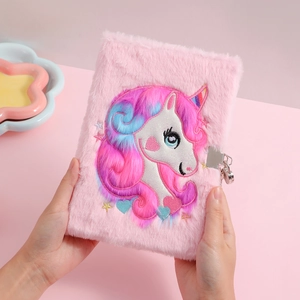 Diario di peluche unicorno con lucchetto per bambini, taccuino A5 rosa regalo per ragazze