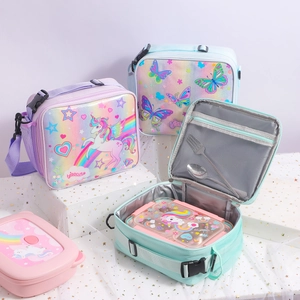 Sac à déjeuner licorne à paillettes avec intérieur isolant pour enfants et écoliers