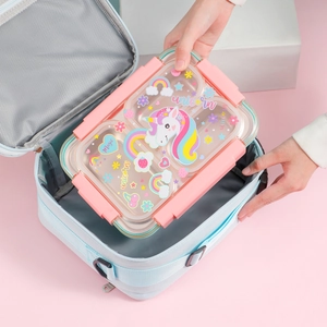 Set boîte à lunch licorne pour enfants et sac thermique bleu aux motifs magiques