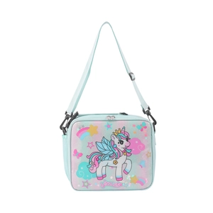 Détails du sac à lunch licorne pailleté avec bandoulière réglable et poche filet