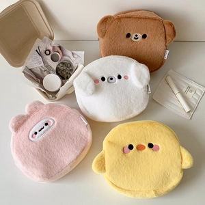 Cute Cartoon Animal Plush Makeup Bag Large Capacity Portable Soft Toiletry Storage Pouch For Women Girls Desktop Travel Organizer