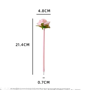 Detailed size chart of a pink rose ballpoint pen showing its 21.4cm height and 4.8cm width
