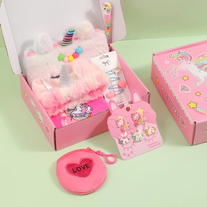 Rosa Einhorn Geschenkset fuer Kinder Geburtstag schone Pluesch Federmaeppchen Schreibwaren