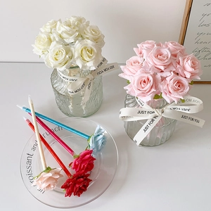Creative rose flower ballpoint pen in various colors for elegant office stationery gift