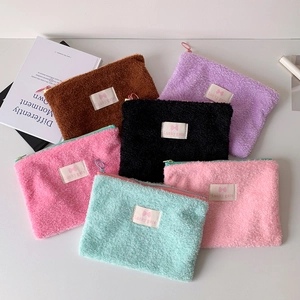 Soft Plush Makeup Bag Faux Fur Cosmetic Pouch Portable Toiletry Organizer Zipper Storage Case For Women