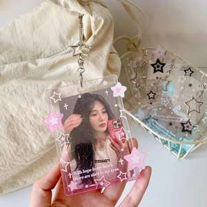 Porte-carte photo de 3 pouces en acrylique transparent avec paillettes et porte-clés étoile