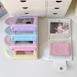 3-inch photocard binder with snow pattern windows and colorful PVC storage pages