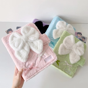 Plush A5 binder photo album with bowknot for photocards in pink blue green and purple