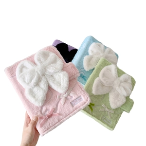 Plush bow photocard album collection in pink, green, and blue for polaroid storage