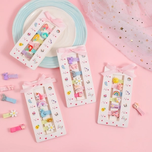 Kinderen Meisjes Cartoon Haarclip Eenhoorn Regenboog Zeemeermin Thema Haarpeld Hars Grosgrain Lint Omwikkeld Zoete Hoofdtooi