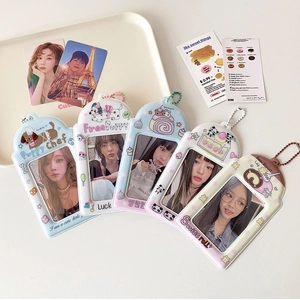 Porte-Carte Photo Dessin Animé Kawaii PVC Transparent Creux Étui À Cartes Avec Chaîne À Perles Pour Affichage Photo Idol Fille