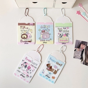 Lot de 5 protège-cartes Kpop aux motifs d'animaux mignons avec chaînettes colorées