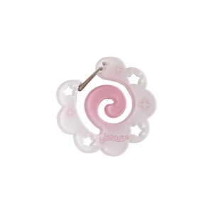 Pink and white acrylic star pendant keychain with metal carabiner for bags