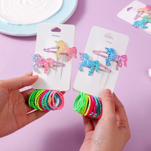 Süßes Einhorn-Haarspangen-Set mit bunten Gummibändern für Mädchen Geschenk