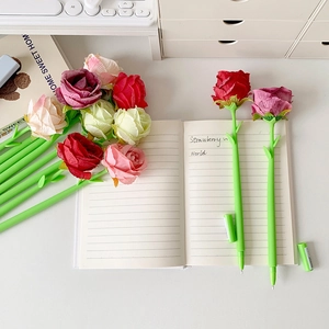 Creative rose flower ballpoint pens in mixed colors for office desk decor and wedding gifts