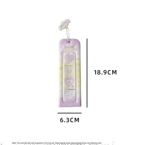 Detailed size chart for the purple cartoon photocard holder with sweet angel pendant