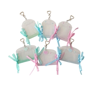 Set of 6 glittery pastel photocard holders with heart clips and satin bows