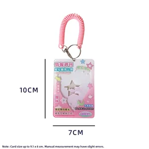 Pink heart-cutout photo card holder with spiral wrist strap and magazine style design