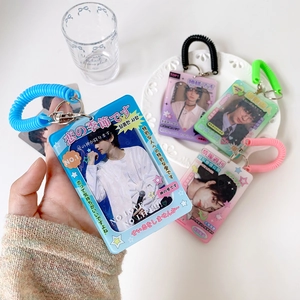 Portatarjetas fotográficas de acrílico transparente con clips de colores para fans de K-pop