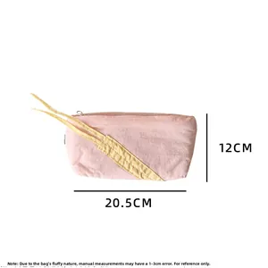 Pink ribbon pencil case detail showing dimensions 20.5cm by 12cm on white background