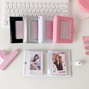 Star Embossed Mini Photocard Holder PVC Collect Book Snap Closure Photo Album For Kpop Cards Polaroid Storage For Girls