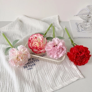 Set of four colorful carnation shaped ballpoint pens in a cozy stationery arrangement