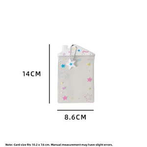 Porte-carte transparent en PVC en forme de maison, dimensions 14x8,6cm avec étoile