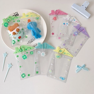 Porte-cartes transparents en PVC en forme de maison, couleurs macaron avec chaînes