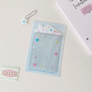 Porte-cartes en PVC transparent en forme de maison avec motifs étoiles et chaîne perlée