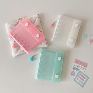 Three macaron-colored sparkling PVC 3-inch photo albums with heart buckles and charms
