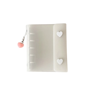 White M5 three-inch binder photo album with heart buckles and pink heart pendant
