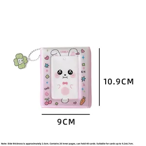 Pink rabbit theme mini photo album details with dimensions and 20 inner PVC pages