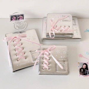 Silver ballet coquette photo album binder with pink ribbons and star patterns in three sizes