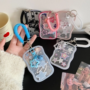 Star pattern sliding card holder with spring wristband and star charm accessory