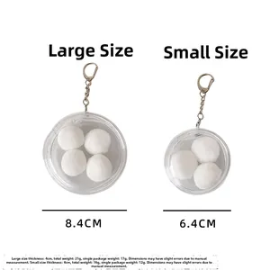 Clear PVC round display pouch with ball filling and detailed size measurements in cm