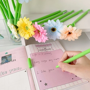 Colorful artificial flower pens with daisy toppers for DIY gift and desk decor
