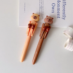 Detail of boxing bear pens showing mechanical joints and plush brown colors in a set