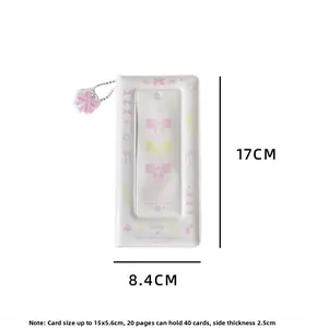 Weißes Fotoalbum mit Schleifen und 20 Hüllen für 40 Karten, Größe 17x8,4 cm