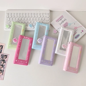 Pastel bow card holders with photo windows and matching charms for idol collectors